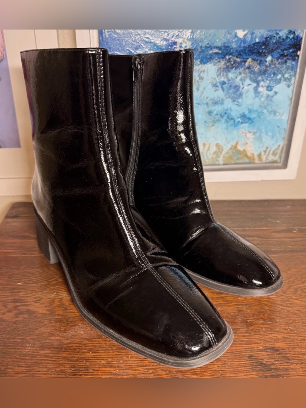 Vintage Worthington “Noya” Women’s Black Patent Leather Ankle Boots - Picture 5 of 15